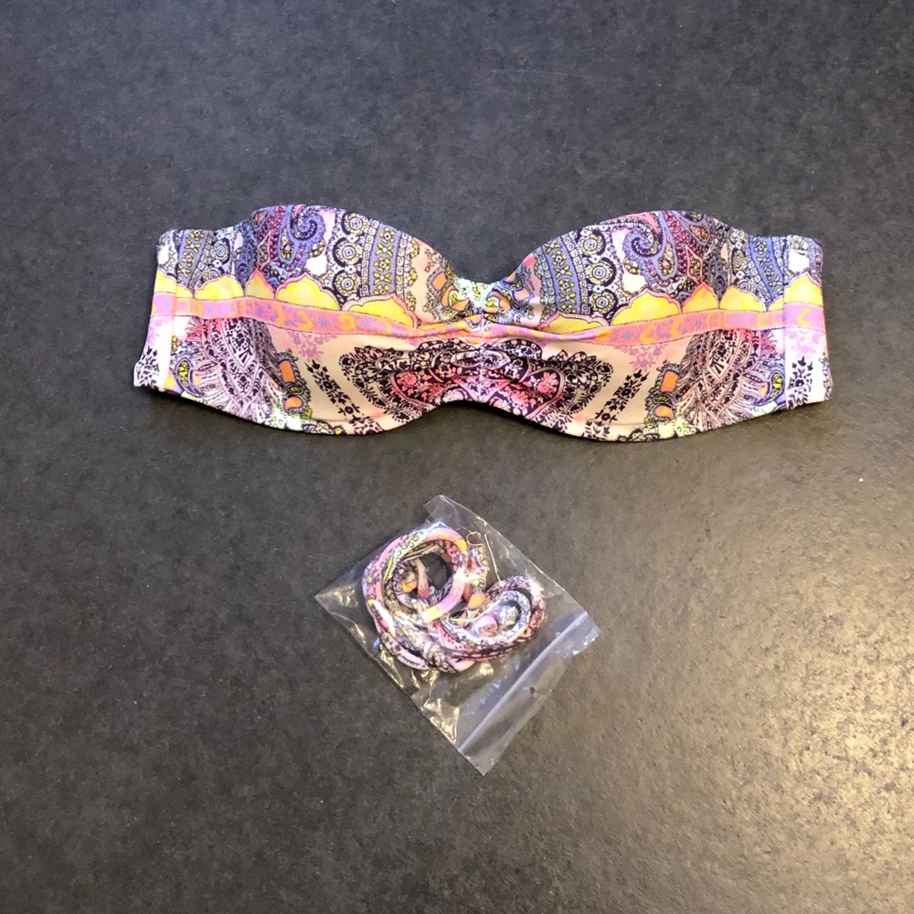 Victoria's Secret Paisley Bandeau Bikini Top in Pink, Yellow, Purple